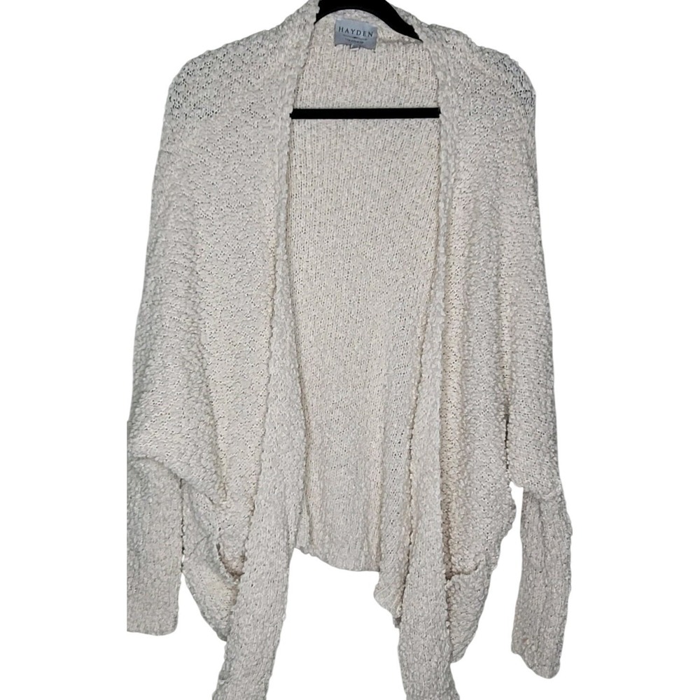 Hayden Los Angeles Ivory Popcorn Knit Cardigan Pockets Long Sleeve M/L Women